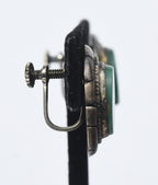 Vintage Green Bakelite Screw Back Earrings