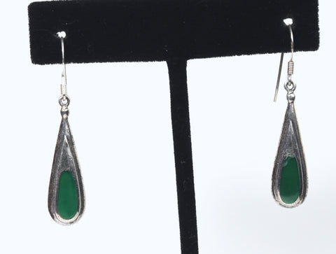 Melvin Thompson - Vintage Sterling Silver Green Enamel Earrings