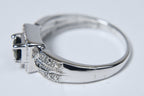 Green Tourmaline and White Diamond Art Deco Sterling Silver Ring - Size 9