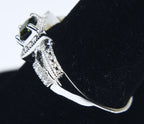 Green Tourmaline and White Diamond Art Deco Sterling Silver Ring - Size 9
