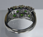 Sterling Silver Ring Set with Green and Clear Crystals - Size 8