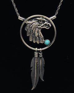 Sterling Silver Turquoise Griffin Pendant Necklace - 18"