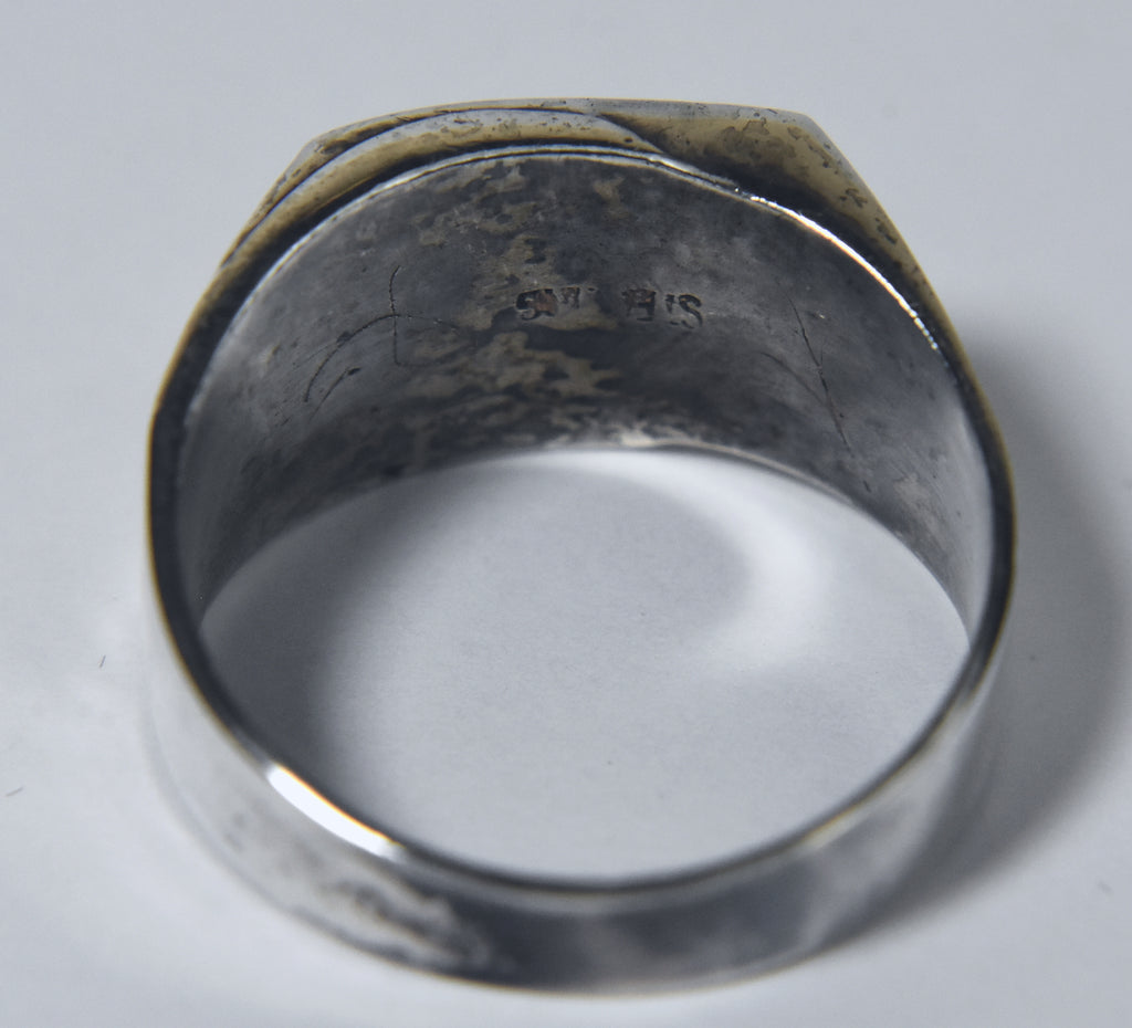 Vintage Sterling Silver Black Onyx Signet Ring - Size 12