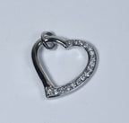 Sterling Silver Modern Design Half Crystal Studded Pendant