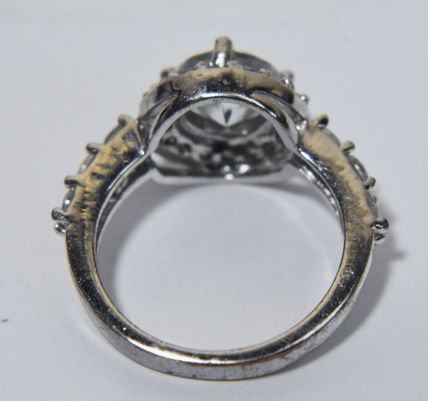 Silver Plate Halo Ring - Size 6.5