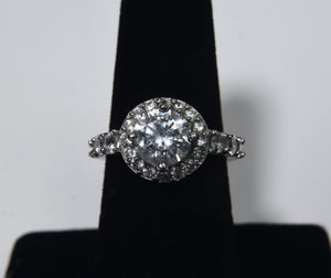 Silver Plate Halo Ring - Size 6.5