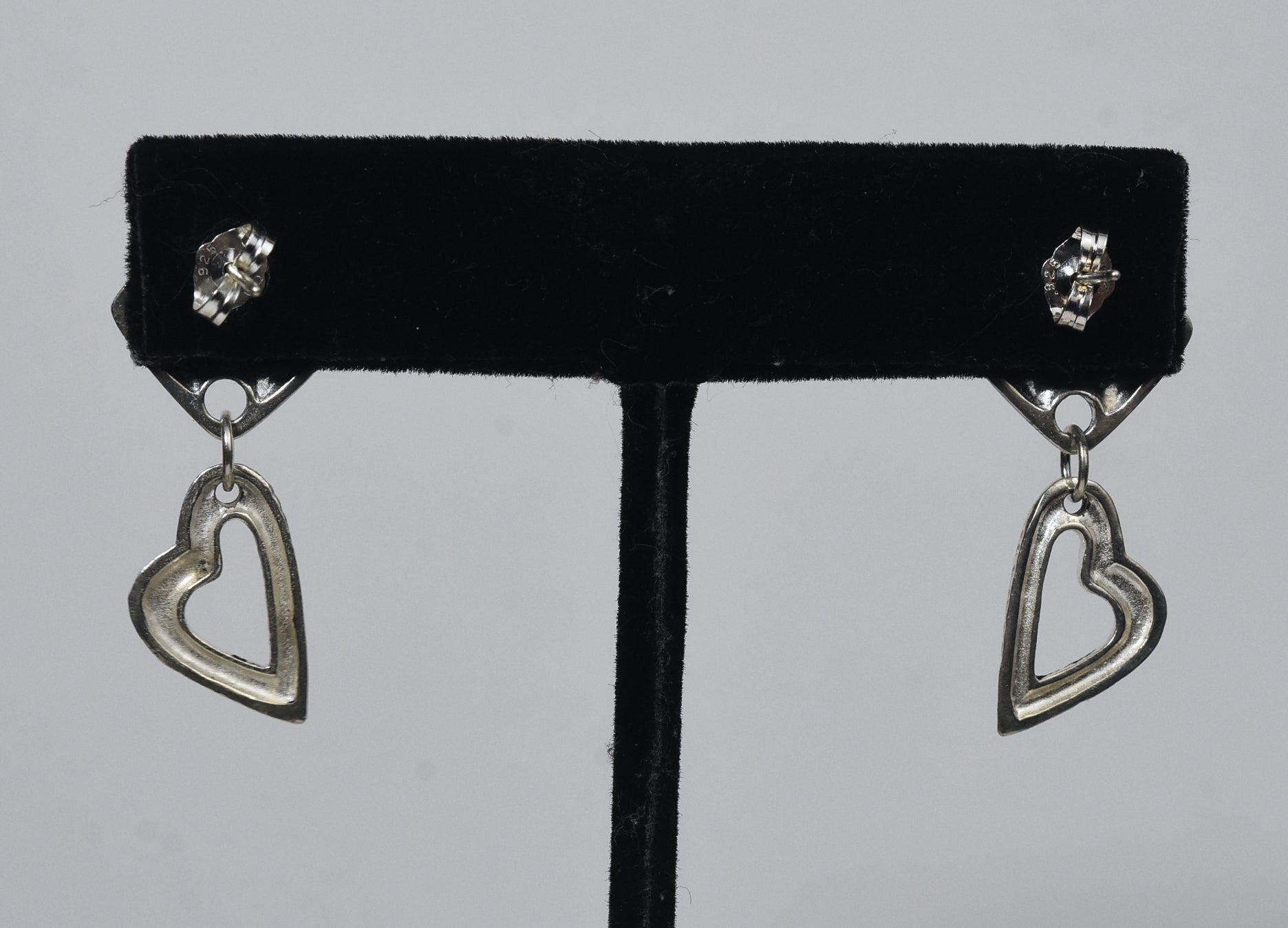 Sterling Silver Hammered Heart Dangle Earrings