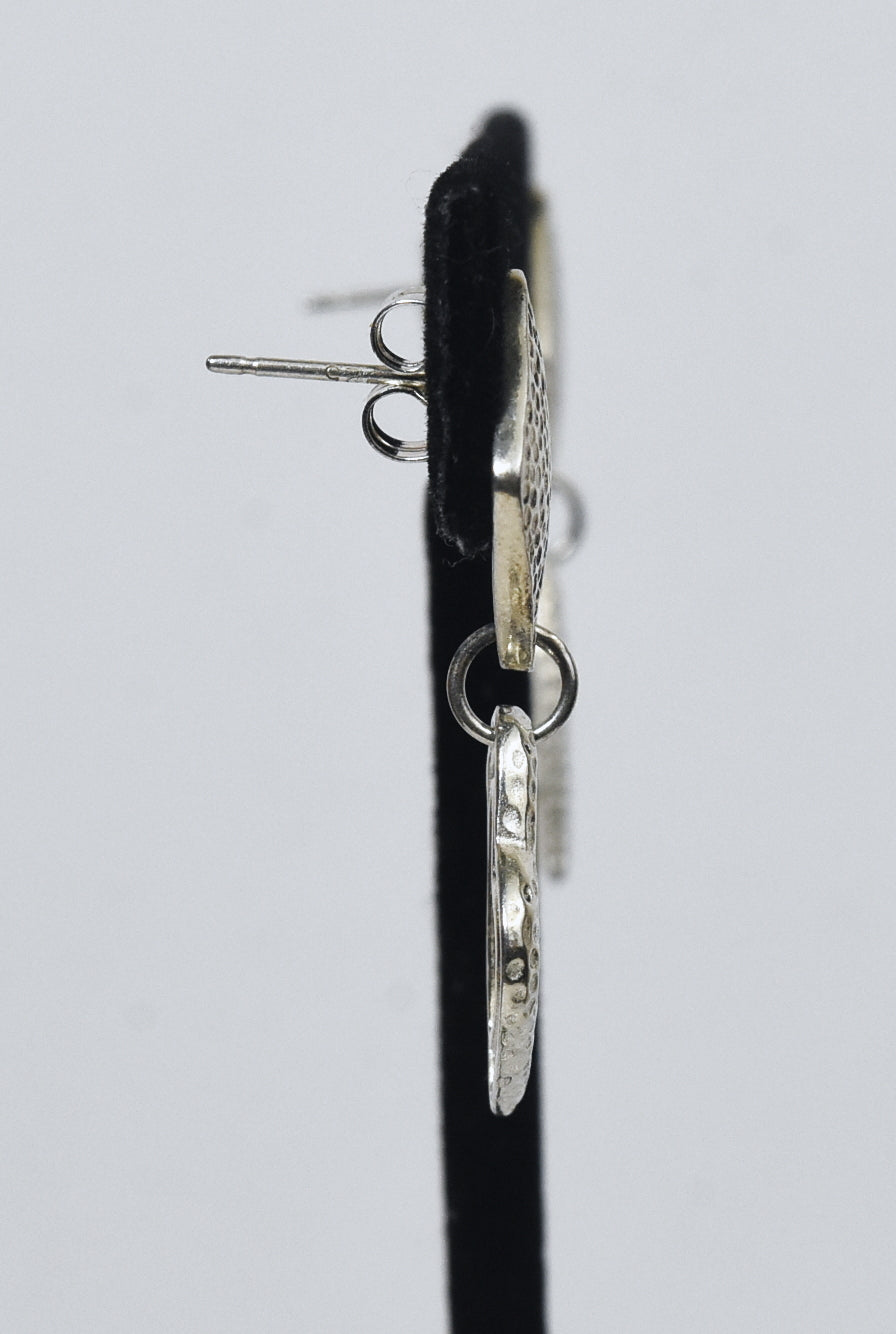 Sterling Silver Hammered Heart Dangle Earrings