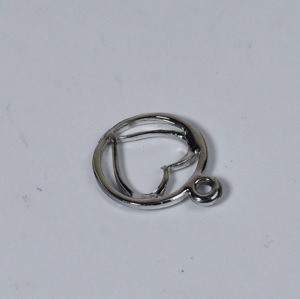 Silver Tone Heart Hoop Pendant