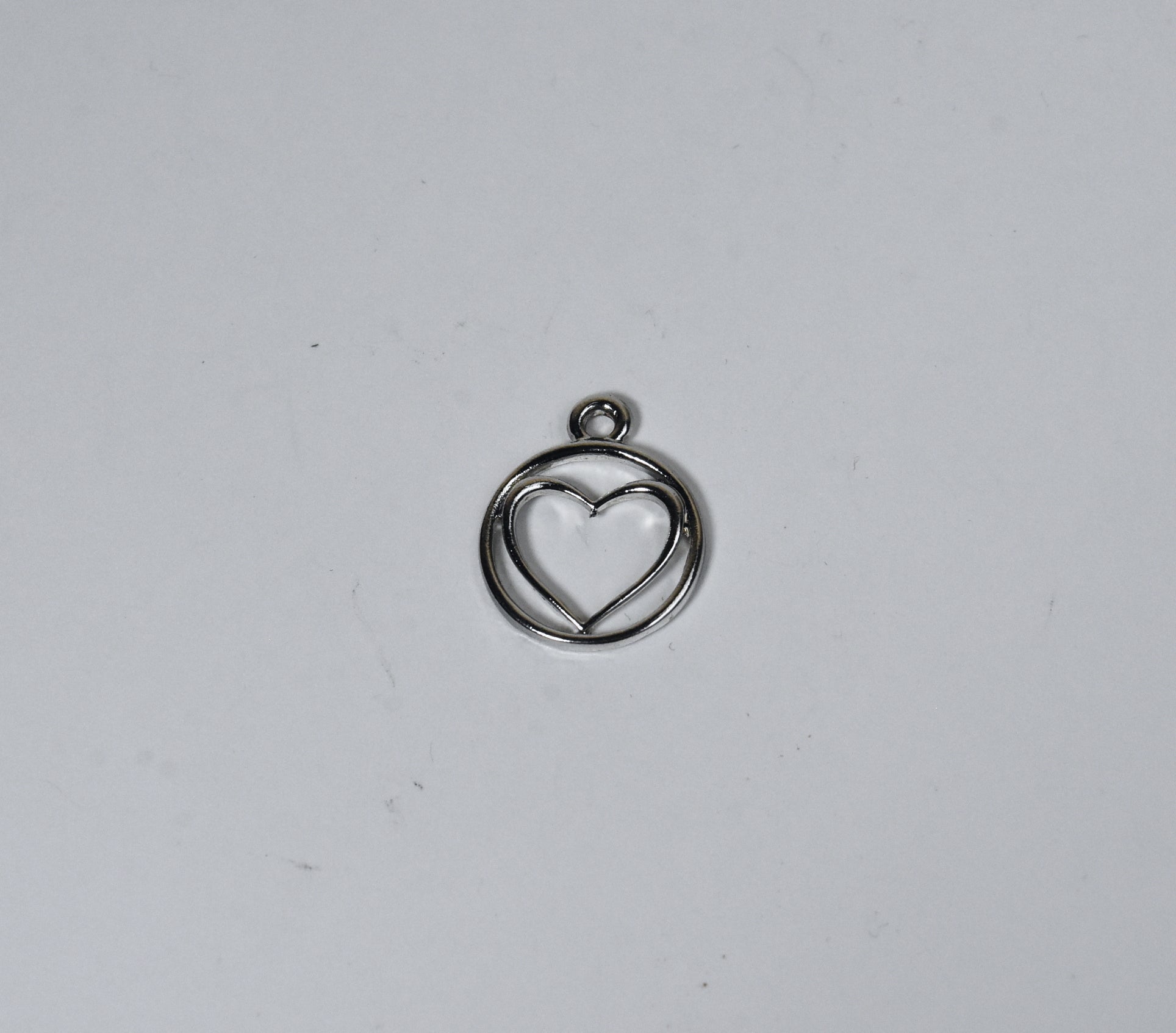 Silver Tone Heart Hoop Pendant