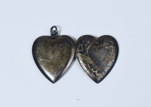 Vintage Sterling Silver Engraved Heart Locket Pendant