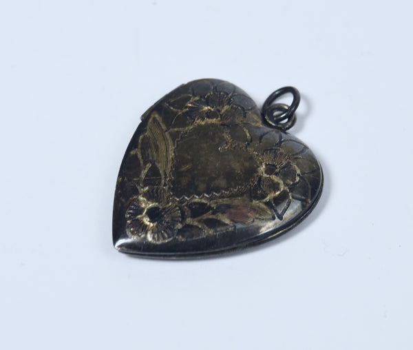 Vintage Sterling Silver Engraved Heart Locket Pendant