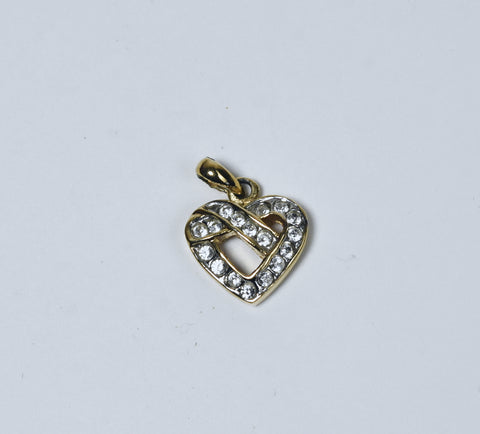 Gold Tone Crystal Studded Heart Knot Charm