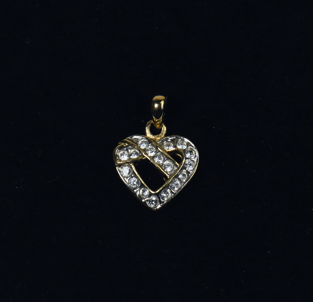 Gold Tone Crystal Studded Heart Knot Charm