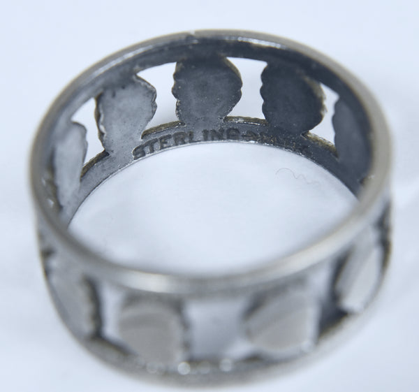 McGrath-Hamin - Vintage Sterling Silver 'Two Hearts' Pierced Design Band - Size 6.5