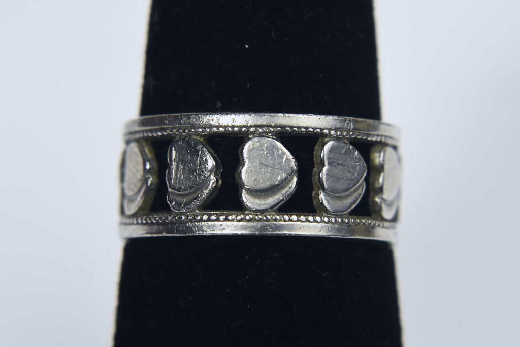 McGrath-Hamin - Vintage Sterling Silver 'Two Hearts' Pierced Design Band - Size 6.5