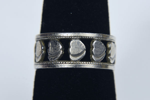 McGrath-Hamin - Vintage Sterling Silver 'Two Hearts' Pierced Design Band - Size 6.5