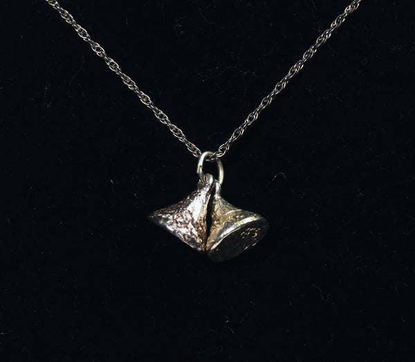 Sterling Silver Double Hershey's Kisses Pendant on Sterling Silver Chain Necklace