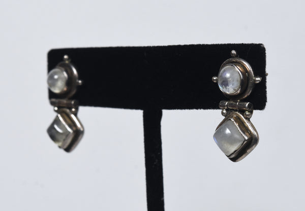 Moonstone Sterling Silver Hinged Stud Earrings