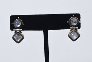 Moonstone Sterling Silver Hinged Stud Earrings