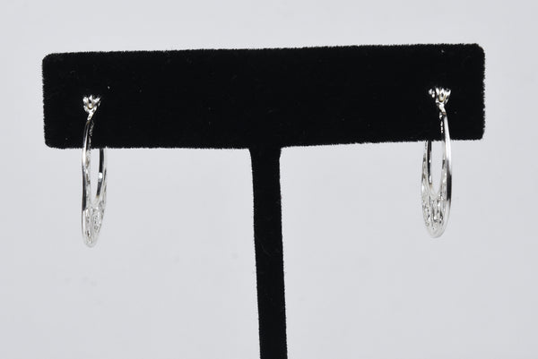 Sterling Silver Pierced Design Hoop Earrings