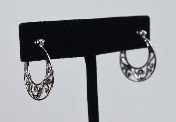 Sterling Silver Pierced Design Hoop Earrings