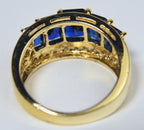 Gold Tone Imitation Blue Sapphire Ring - Size 9