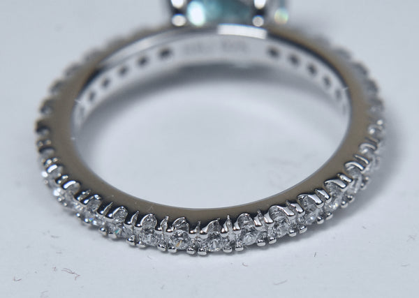 Sterling Silver Light Blue and Colorless CZ Eternity Band - Size 8