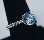 Sterling Silver Light Blue and Colorless CZ Eternity Band - Size 8