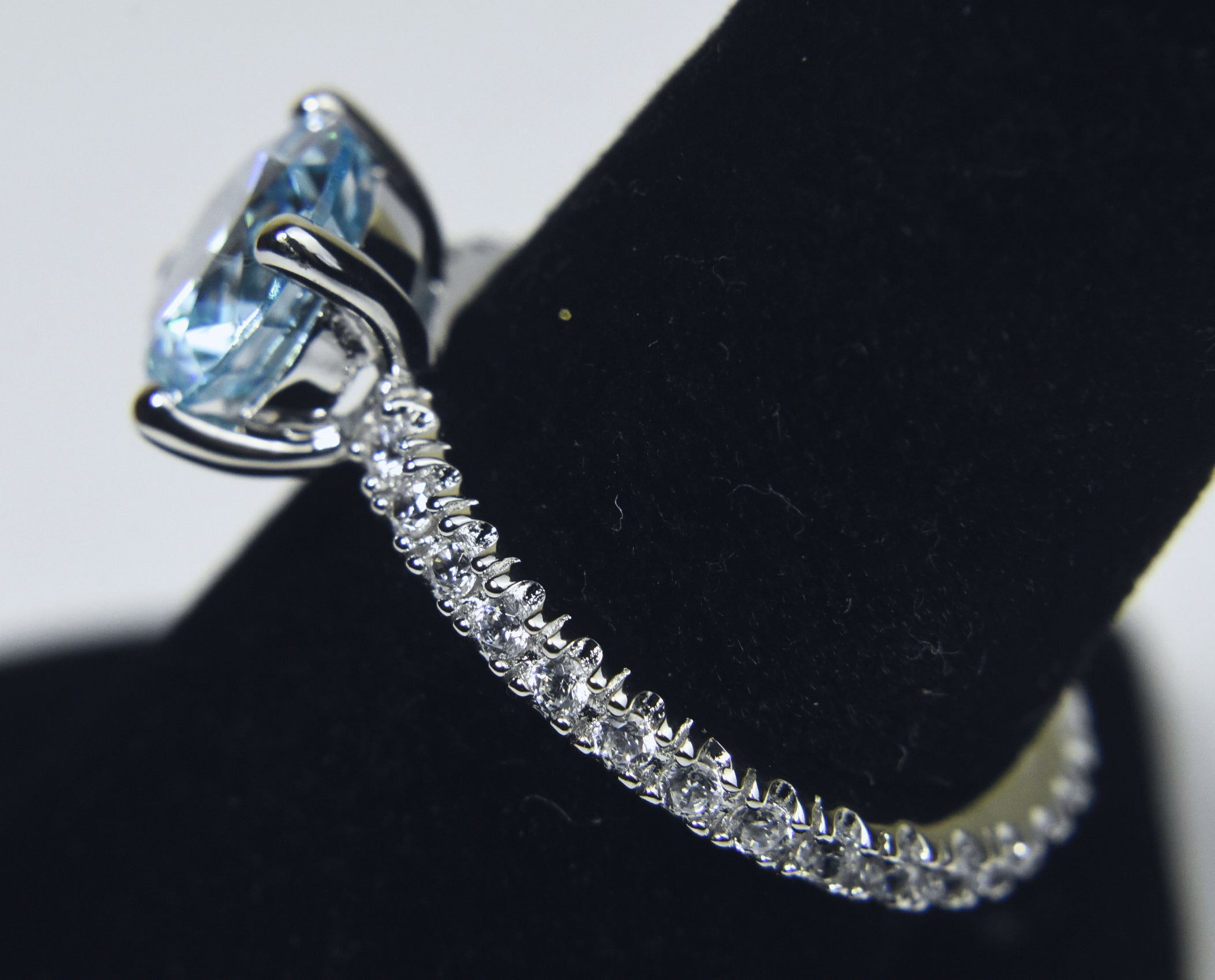 Sterling Silver Light Blue and Colorless CZ Eternity Band - Size 8