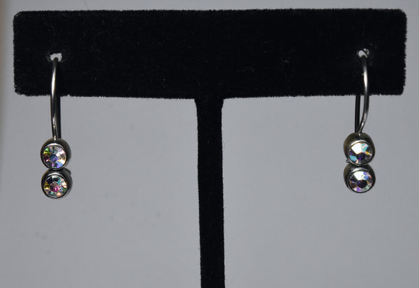 Iridescent Glass Set Silver Tone Earrings