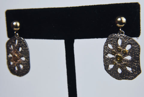 Nancy Karpel - .999 Fine Silver and 24k Gold Accents Sand Dollar Earrings