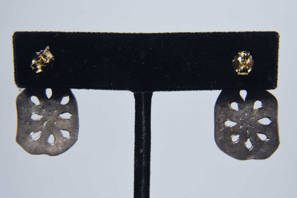 Nancy Karpel - .999 Fine Silver and 24k Gold Accents Sand Dollar Earrings