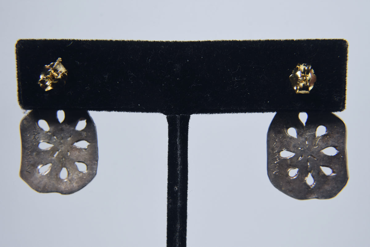 Nancy Karpel - .999 Fine Silver and 24k Gold Accents Sand Dollar Earrings
