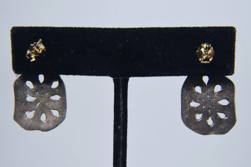 Nancy Karpel - .999 Fine Silver and 24k Gold Accents Sand Dollar Earrings
