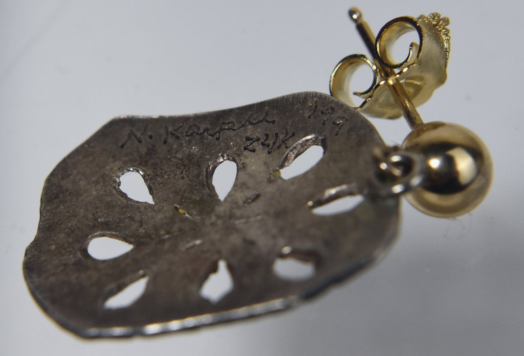 Nancy Karpel - .999 Fine Silver and 24k Gold Accents Sand Dollar Earrings