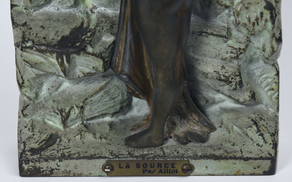 Lucien Charles Edouard Alliot - "La Source" Antique Bronze Sculpture