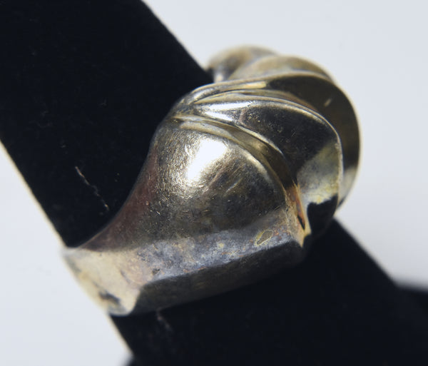 Vintage Sterling Silver Abstract Modern Design Domed Ring - Size 6.25