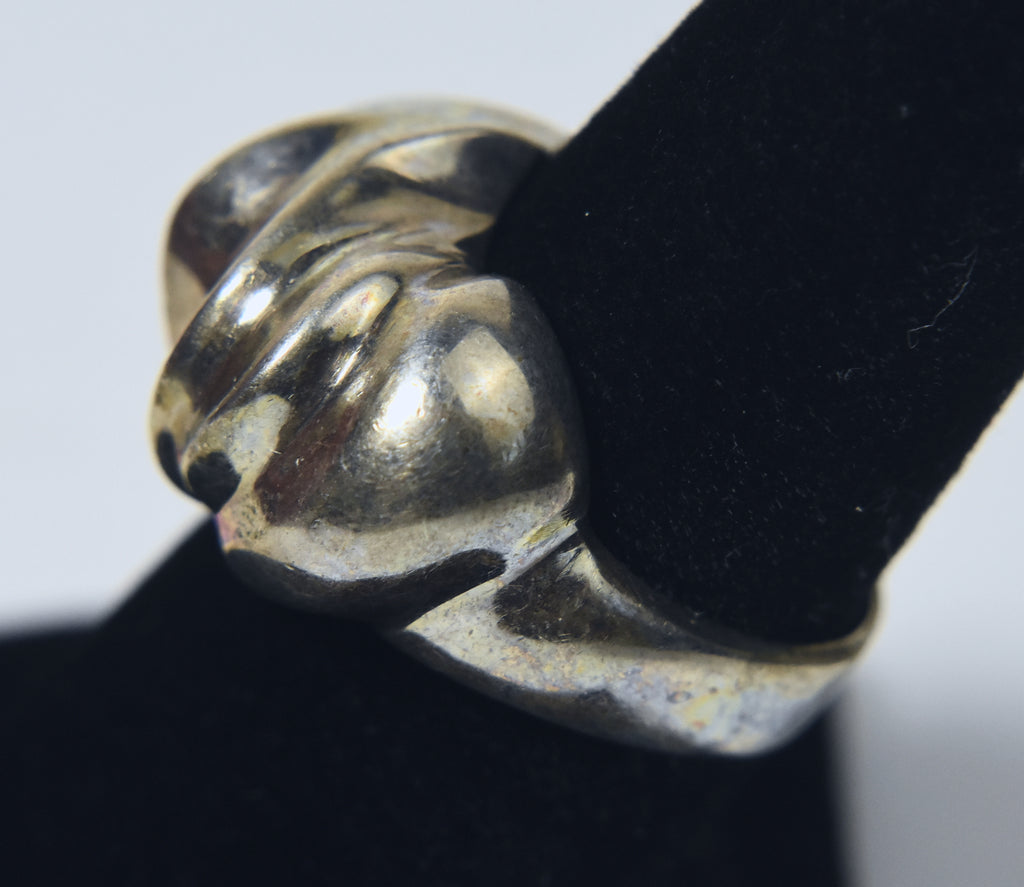 Vintage Sterling Silver Abstract Modern Design Domed Ring - Size 6.25