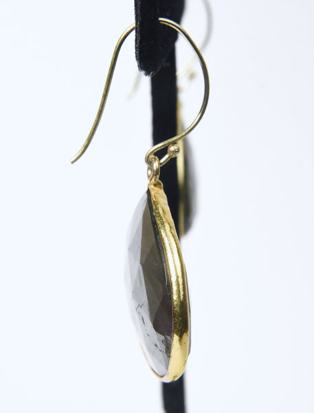Labradorite Gold Tone Dangle Earrings
