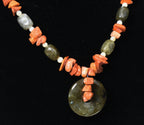 Labradorite, Red Coral, White Onyx Necklace