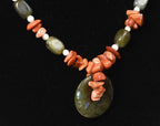 Labradorite, Red Coral, White Onyx Necklace