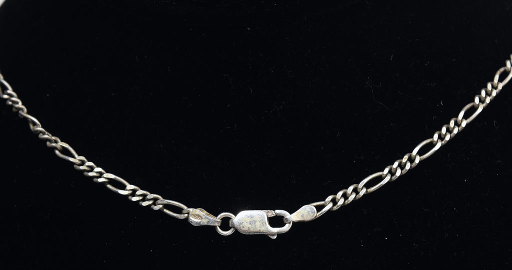 Sterling Silver Lapis Lazuli Pendant on Sterling Silver Figaro Link Chain Necklace - 20"