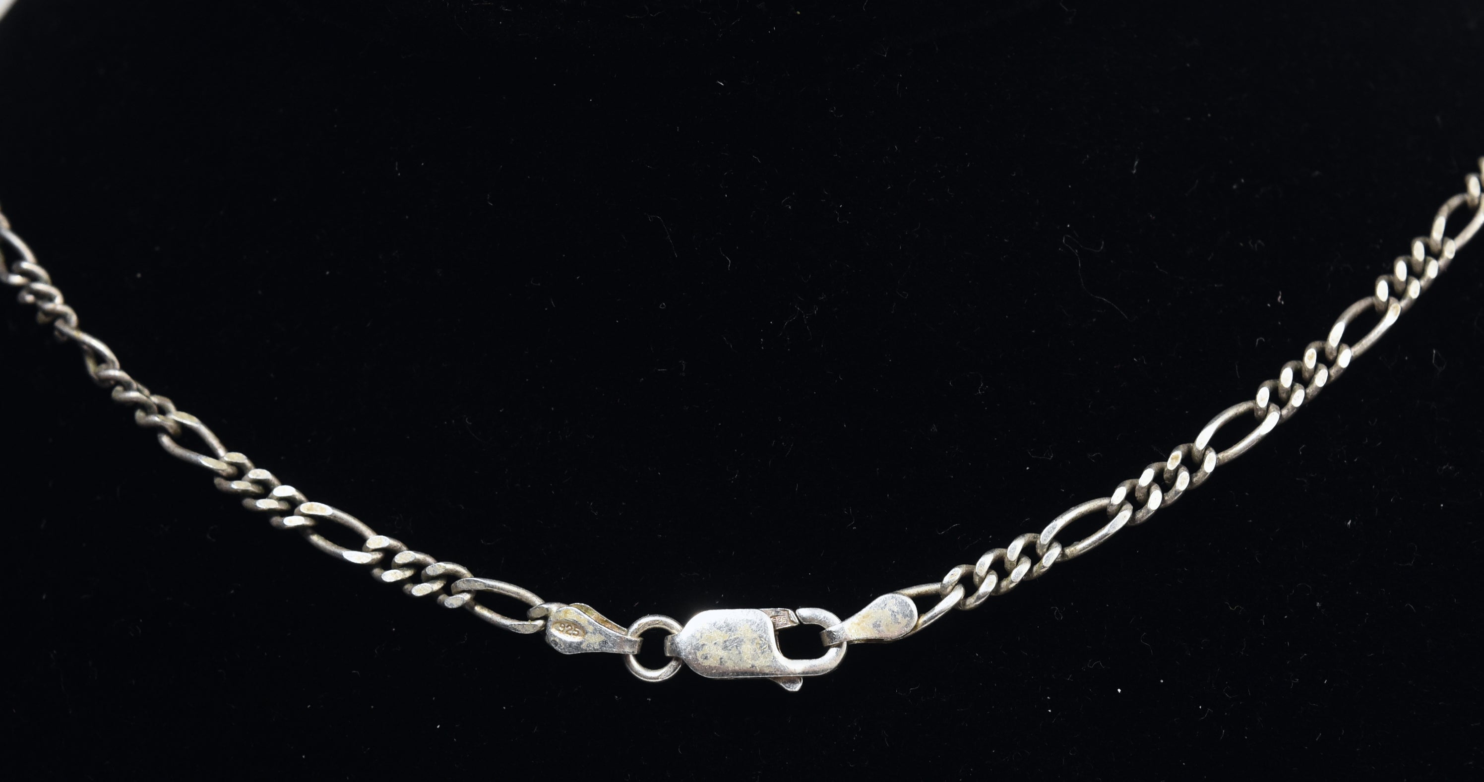 Sterling Silver Lapis Lazuli Pendant on Sterling Silver Figaro Link Chain Necklace - 20"
