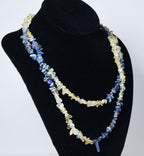 Lapis Lazuli, Citrine, Fluorite Chip Bead Opera Necklace - 42 Inches Long
