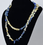 Lapis Lazuli, Citrine, Fluorite Chip Bead Opera Necklace - 42 Inches Long