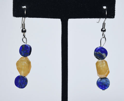 Lapis Lazuli Yellow Calcite Earrings