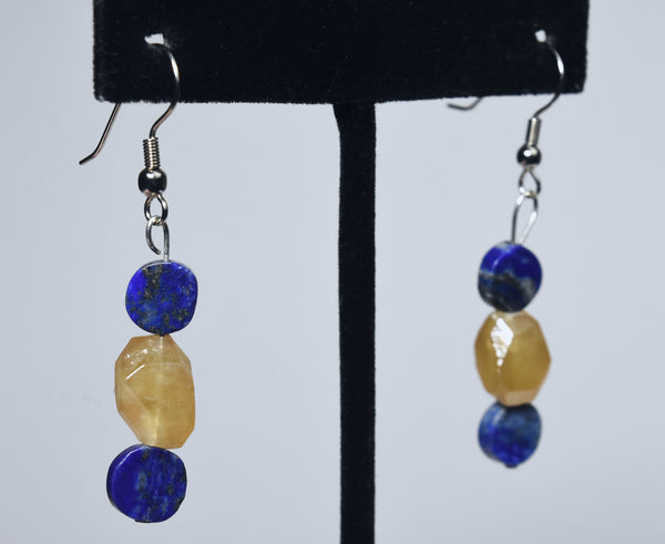 Lapis Lazuli Yellow Calcite Earrings
