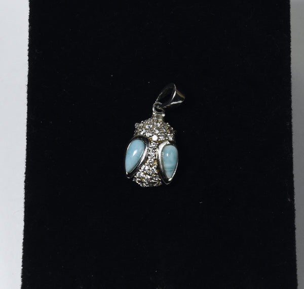 Sterling Silver Larimar Owl Pendant