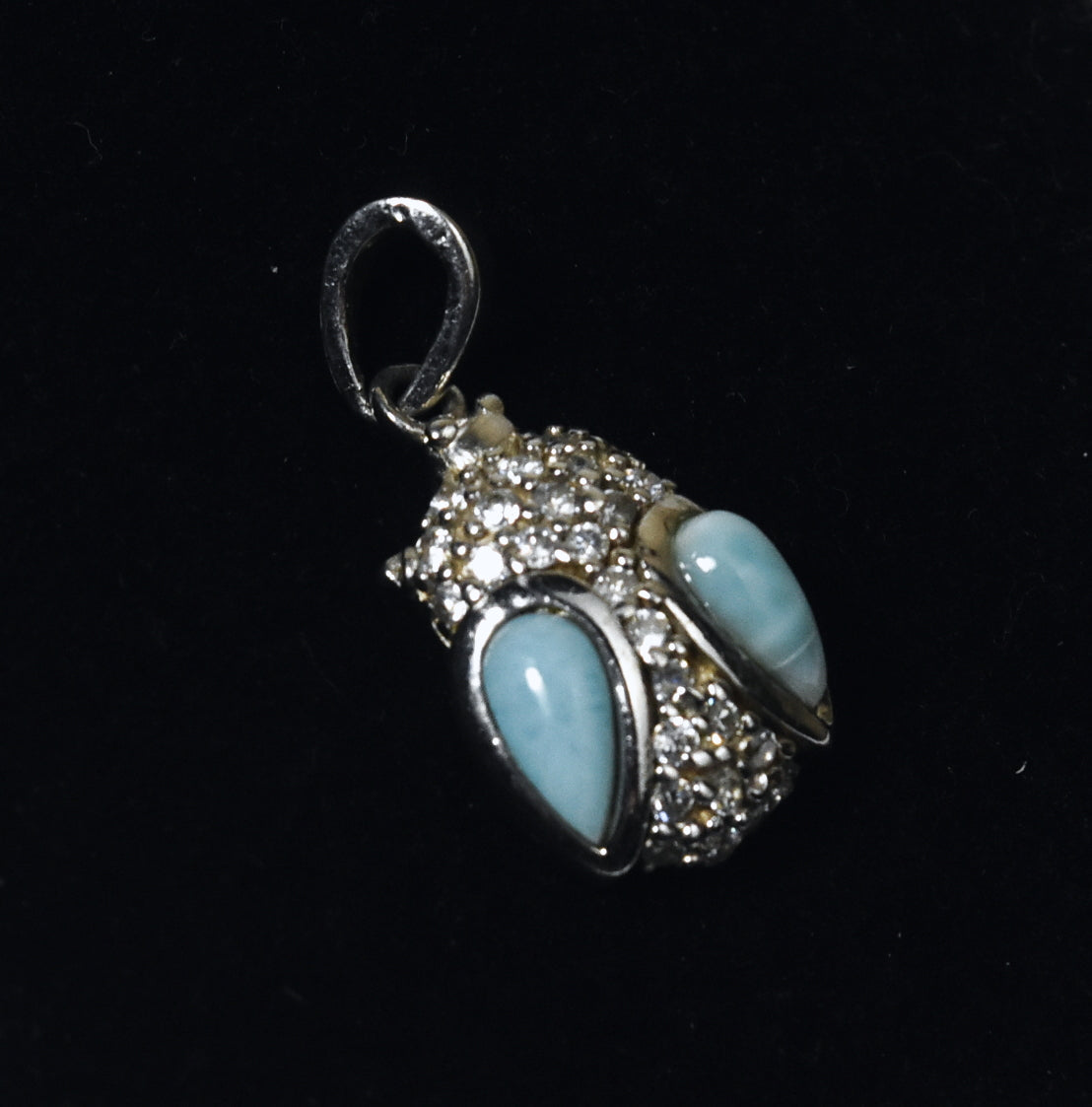 Sterling Silver Larimar Owl Pendant